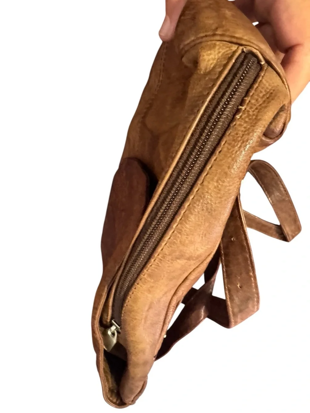 Vintage Genuine Leather Aged Mini Brown Backpack Purse Women's India